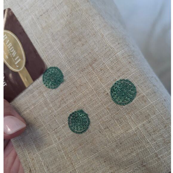 Lot 4 New Bardwil Linen Cloth Napkins Green Polka Dot Embroidered Burlap - Picture 4 of 5
